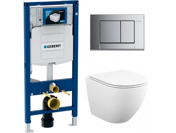 Инсталляция Geberit Duofix Sigma 12 UP320 111.300.00.5 с кнопкой Sigma 31 в комплекте с унитазом безободковым