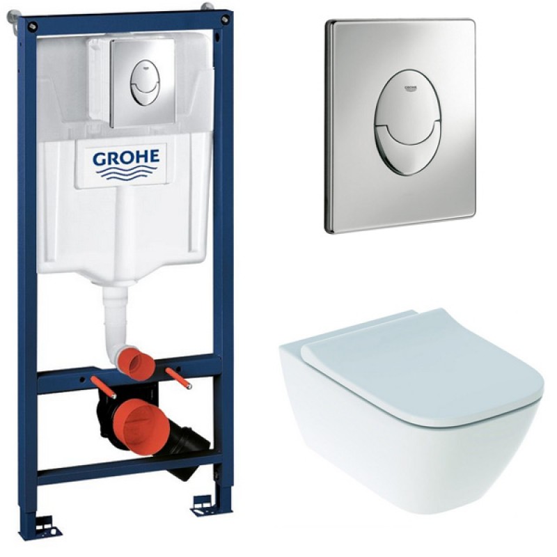 Инсталляция Grohe 38721001 в комплекте с унитазом безободковым Geberit Smyle Square 500.683.01.1 Инсталляция Grohe 38721001 в комплекте с унитазом безободковым Geberit Smyle Square 500.683.01.1