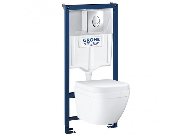 Инсталляция Grohe 38721001 в комплекте с унитазом безободковым Euro Ceramic 39328000 39554000 (38328002)