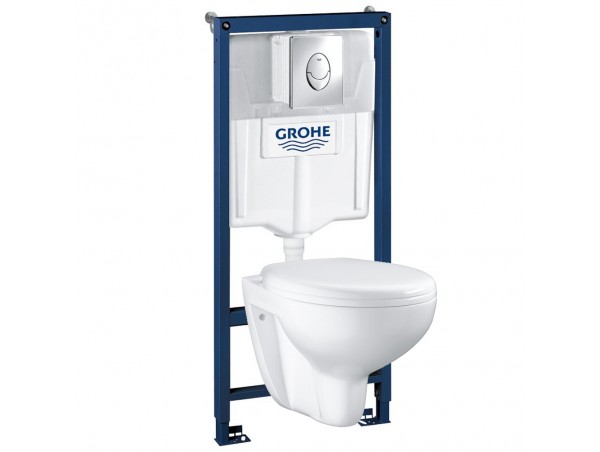 Инсталляция Grohe 38721001 в комплекте с унитазом безободковым Bau Ceramic 39351000 (39586001)