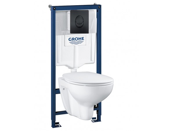 Инсталляция Grohe 38721BL1 в комплекте с унитазом безободковым Bau Ceramic 39351000 (39586BL1)