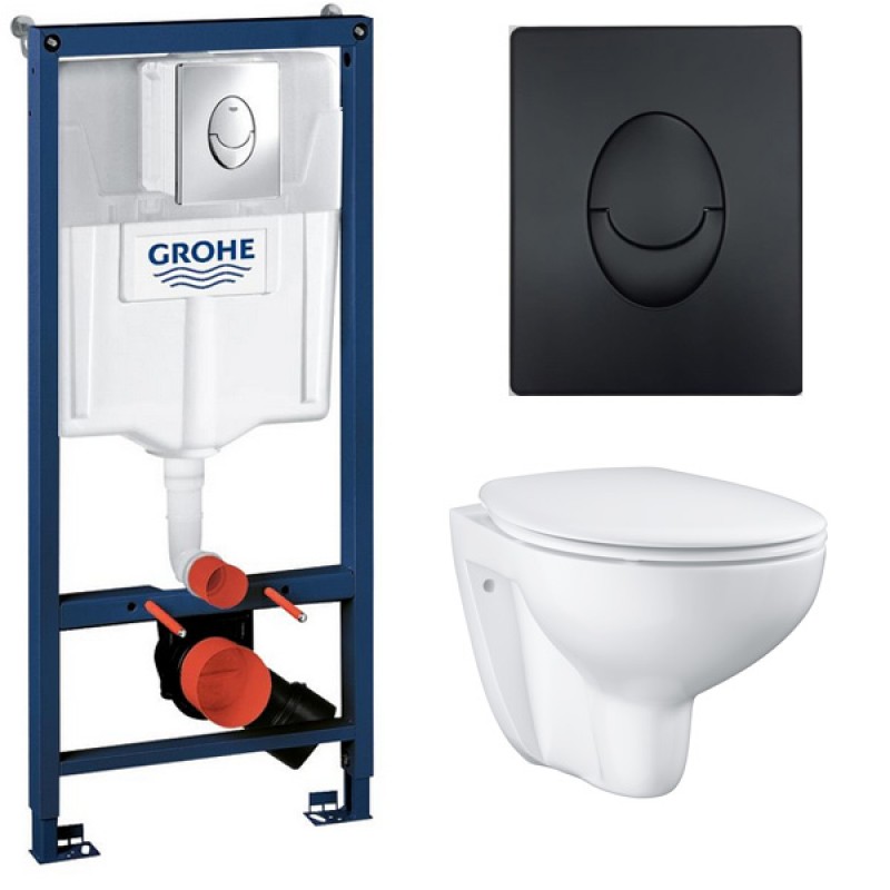 Инсталляция Grohe 38721BL1 в комплекте с унитазом безободковым Bau Ceramic 39351000 (39586BL1) Инсталляция Grohe 38721BL1 в комплекте с унитазом безободковым Bau Ceramic 39351000 (39586BL1)