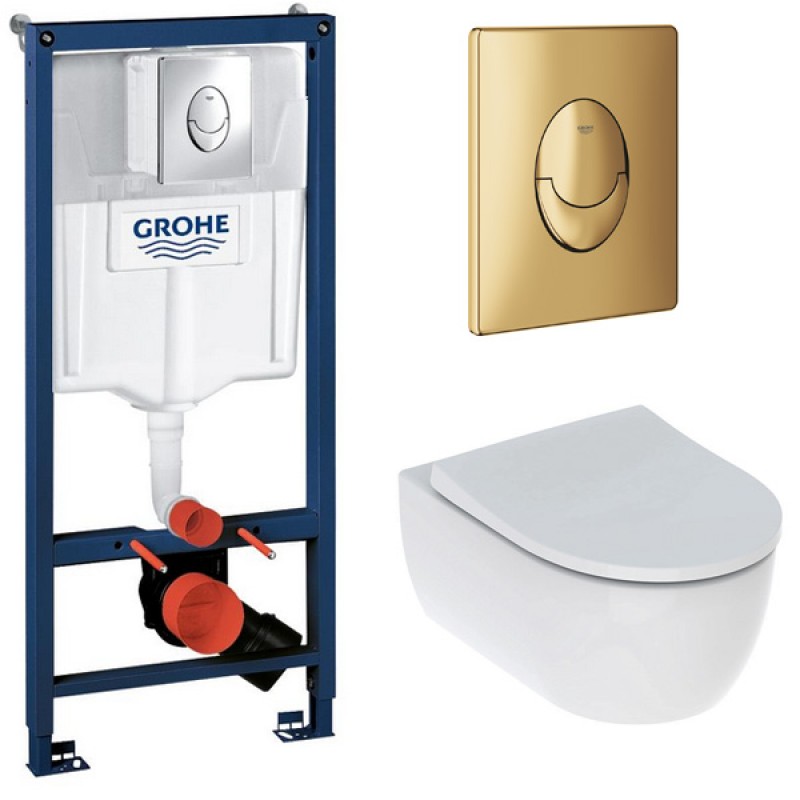 Инсталляция Grohe 38721GL1 в комплекте с унитазом безободковым Geberit iCon 500.784.01.1 (золотая кнопка) Инсталляция Grohe 38721GL1 в комплекте с унитазом безободковым Geberit iCon 500.784.01.1 (золотая кнопка)