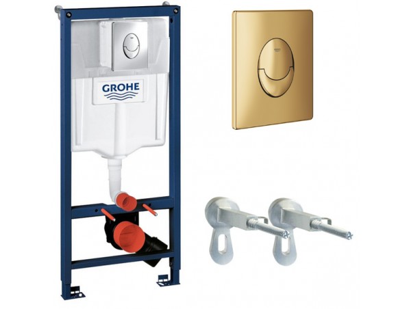 39187GN1 Инсталляция Grohe 38721GN1 в комплекте с унитазом безободковым (золотая матовая кнопка) 39187GN1 Инсталляция Grohe 38721GN1 в комплекте с унитазом безободковым (золотая матовая кнопка)