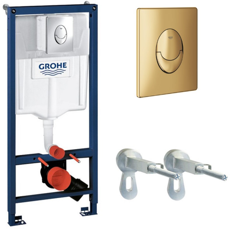 39187GN1 Инсталляция Grohe 38721GN1 в комплекте с унитазом безободковым (золотая матовая кнопка)