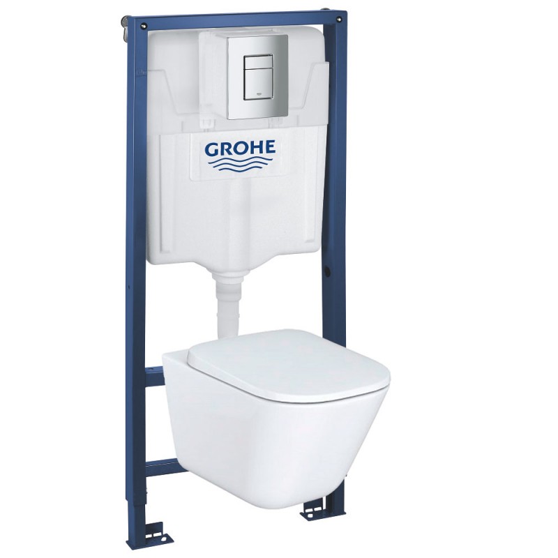 Инсталляция Grohe 38772001 в комплекте с унитазом безободковым Roca The Gap 34647L000