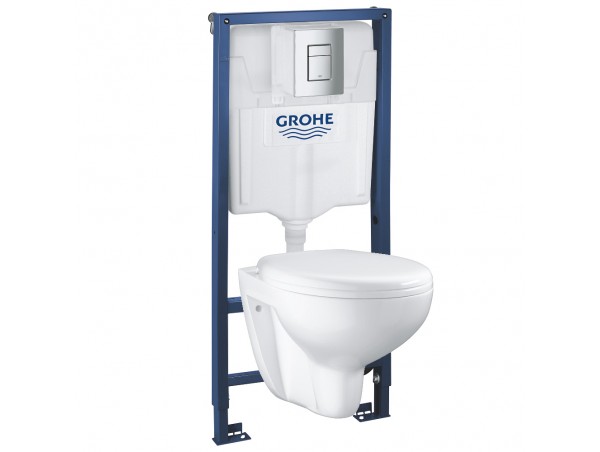 Инсталляция Grohe 38772001 в комплекте с унитазом безободковым Bau Ceramic 39351000 (39586000) NW0007