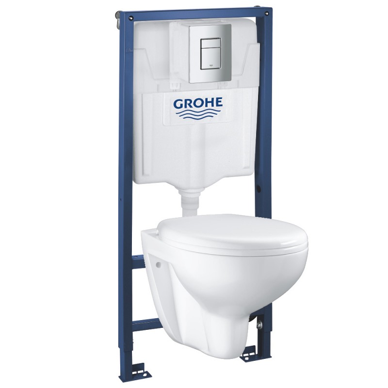 Инсталляция Grohe 38772P00 в комплекте с унитазом безободковым Bau Ceramic 39351000 (хром матовый)