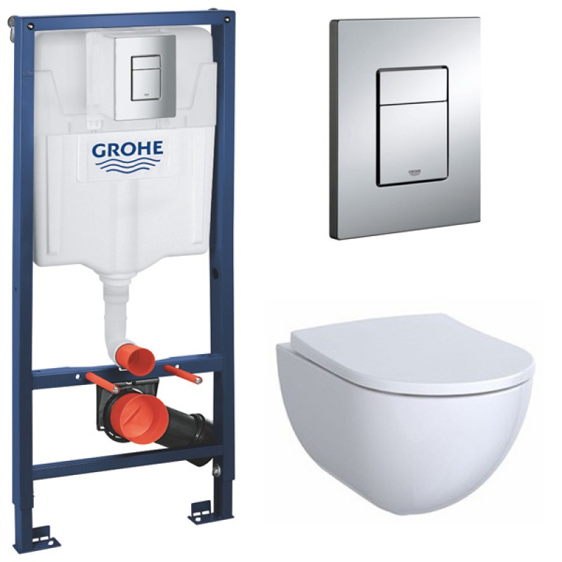 Инсталляция Grohe 38772001 в комплекте с унитазом безободковым Geberit Acanto 500.600.01.2 Инсталляция Grohe 38772001 в комплекте с унитазом безободковым Geberit Acanto 500.600.01.2