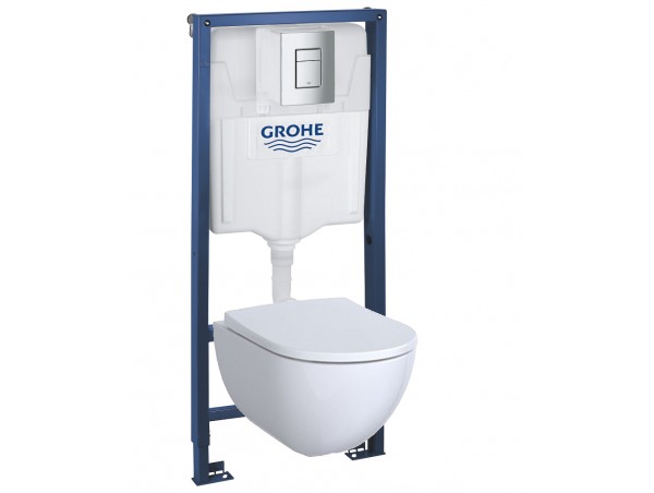 Инсталляция Grohe 38772001 в комплекте с унитазом безободковым Geberit Acanto 500.600.01.2