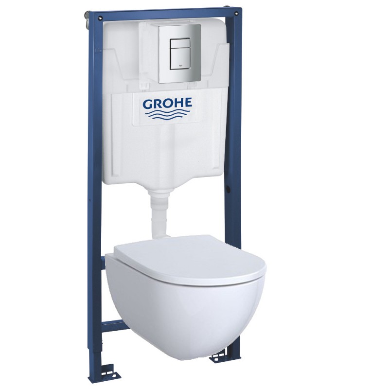Инсталляция Grohe 38772001 в комплекте с унитазом безободковым Geberit Acanto 500.600.01.2 Инсталляция Grohe 38772001 в комплекте с унитазом безободковым Geberit Acanto 500.600.01.2