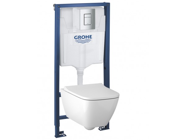 Инсталляция Grohe 38772001 в комплекте с унитазом безободковым Geberit Smyle Square 500.683.01.1