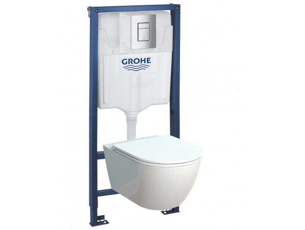 Инсталляция Grohe 38772001 в комплекте с унитазом безободковым Smartflow Urban SMF812-WH (большой унитаз для больших людей)