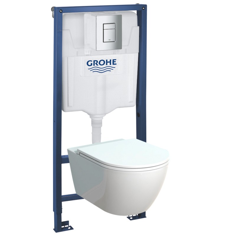 Инсталляция Grohe 38772001 в комплекте с унитазом безободковым Smartflow Urban SMF812-WH (большой унитаз для больших людей) Инсталляция Grohe 38772001 в комплекте с унитазом безободковым Smartflow Urban SMF812-WH (большой унитаз для больших людей)