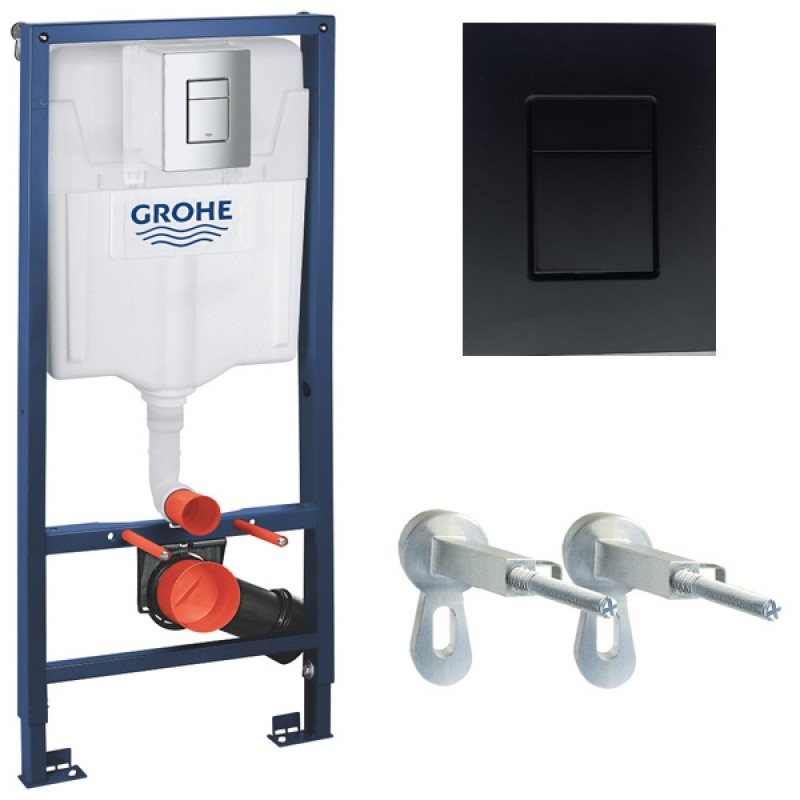 Инсталляция Grohe 38772BL1 в комплекте с унитазом безободковым Bau Ceramic 39351000 (39586BL0) черная кнопка Инсталляция Grohe 38772BL1 в комплекте с унитазом безободковым Bau Ceramic 39351000 (39586BL0) черная кнопка