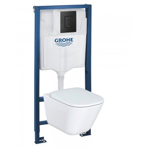 Инсталляция Grohe 38772BL2 в комплекте с унитазом безободковым Roca The Gap 34647L000 (черная матовая кнопка) Инсталляция Grohe 38772BL2 в комплекте с унитазом безободковым Roca The Gap 34647L000 (черная матовая кнопка)