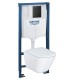 Инсталляция Grohe 38772BL2 в комплекте с унитазом безободковым Roca The Gap 34647L000 (черная матовая кнопка)