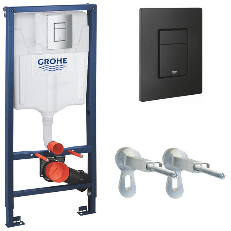 39102BL1 Инсталляция Grohe 38772BL2 в комплекте с унитазом безободковым (черная матовая кнопка) 39102BL1 Инсталляция Grohe 38772BL2 в комплекте с унитазом безободковым (черная матовая кнопка)