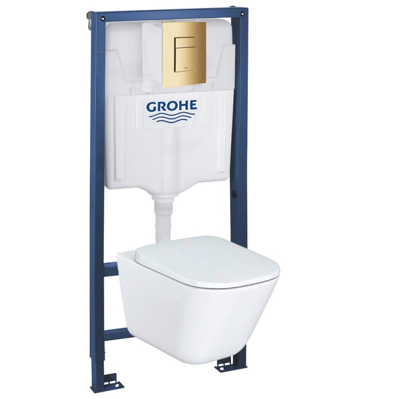 Инсталляция Grohe 38772GL1 в комплекте с унитазом безободковым Roca The Gap 34647L000 (золотая глянцевая кнопка) Инсталляция Grohe 38772GL1 в комплекте с унитазом безободковым Roca The Gap 34647L000 (золотая глянцевая кнопка)