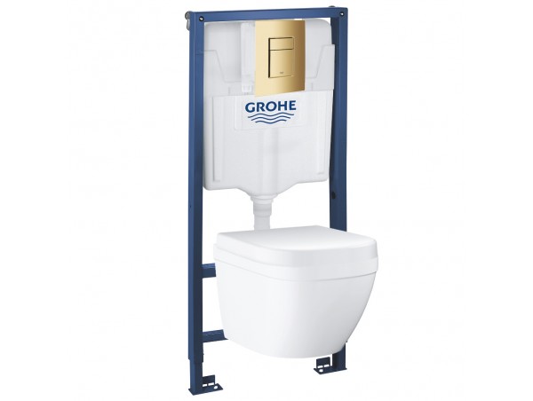 Инсталляция Grohe 38772GL1 в комплекте с унитазом безободковым Euro Ceramic 39328000 39554000 (38328GL3)