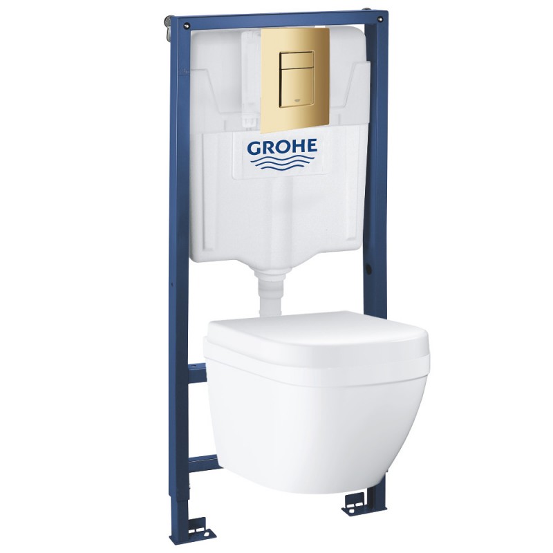 Инсталляция Grohe 38772GL1 в комплекте с унитазом безободковым Euro Ceramic 39328000 39554000 (38328GL3)