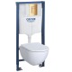 Инсталляция Grohe 38772GL1 в комплекте с унитазом безободковым Geberit Acanto 500.600.01.2 (золотая кнопка)
