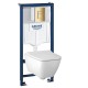 Инсталляция Grohe 38772GL1 в комплекте с унитазом безободковым Geberit Smyle Square 500.683.01.1 (золотая кнопка)