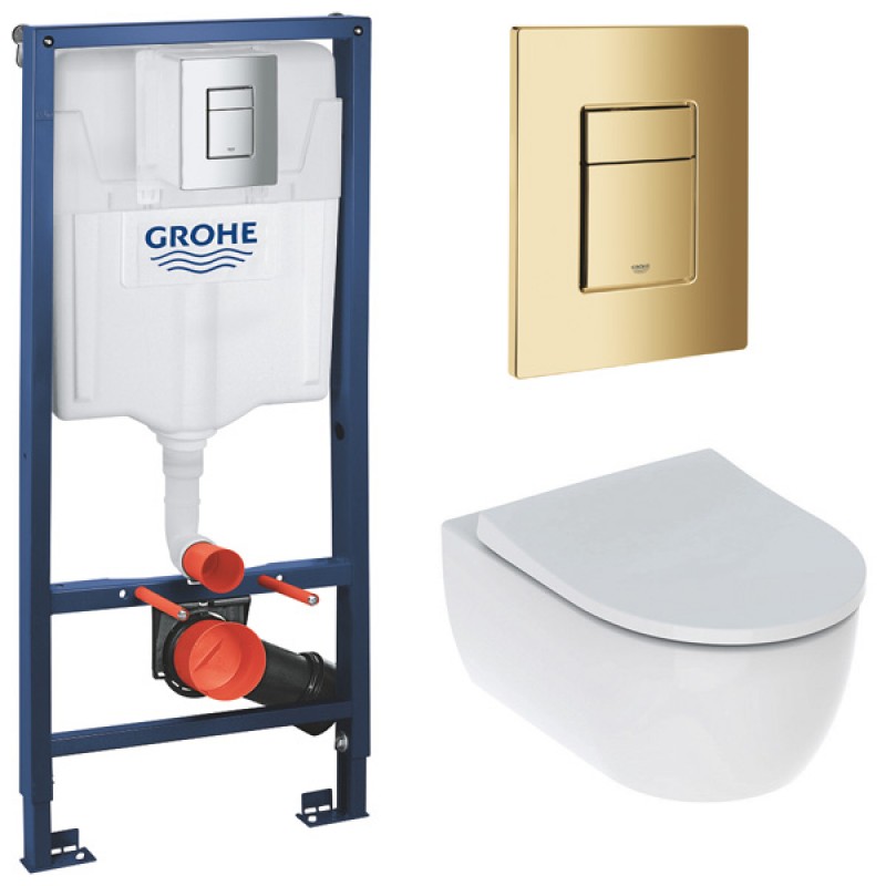 Инсталляция Grohe 38772GL1 в комплекте с унитазом безободковым Geberit iCon 500.784.01.1 (золотая кнопка) Инсталляция Grohe 38772GL1 в комплекте с унитазом безободковым Geberit iCon 500.784.01.1 (золотая кнопка)