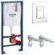 Инсталляция Grohe 38772SH1 в комплекте с унитазом безободковым Geberit Acanto 500.600.01.2 (белая кнопка)