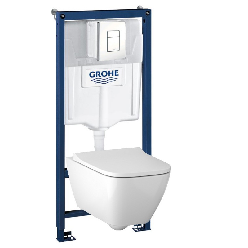 Инсталляция Grohe 38772SH1 в комплекте с унитазом безободковым Geberit Smyle Square 500.683.01.1 (белая кнопка) Инсталляция Grohe 38772SH1 в комплекте с унитазом безободковым Geberit Smyle Square 500.683.01.1 (белая кнопка)