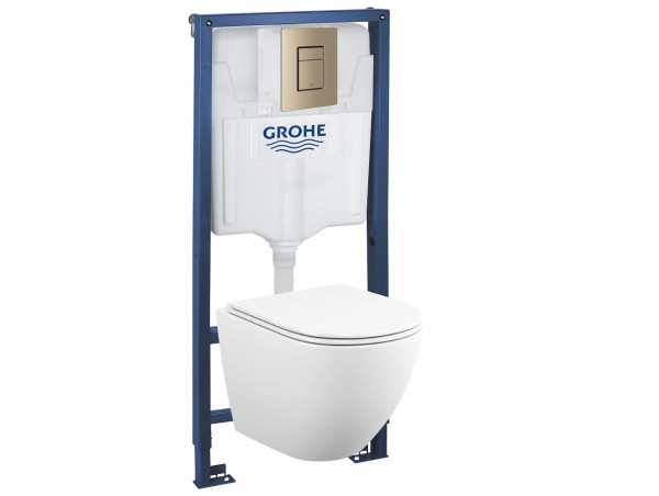 39102EN1 Инсталляция Grohe 38772EN0 в комплекте с унитазом безободковым (кнопка никель матовый)