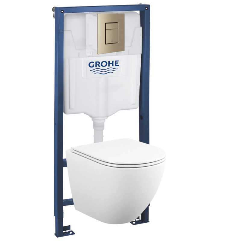 39102EN1 Инсталляция Grohe 38772EN0 в комплекте с унитазом безободковым (кнопка никель матовый) 39102EN1 Инсталляция Grohe 38772EN0 в комплекте с унитазом безободковым (кнопка никель матовый)