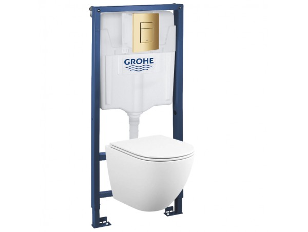 39102GL1 Инсталляция Grohe 38772GL1 в комплекте с унитазом безободковым (золотая глянцевая кнопка)