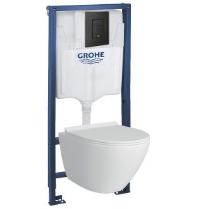 39106BL1 Инсталляция Grohe 38772BL2 в комплекте с унитазом безободковым (черная матовая кнопка) 39106BL1 Инсталляция Grohe 38772BL2 в комплекте с унитазом безободковым (черная матовая кнопка)