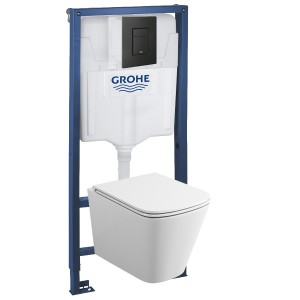 39302BL1 Инсталляция Grohe 38772BL2 в комплекте с унитазом безободковым (черная матовая кнопка) 39302BL1 Инсталляция Grohe 38772BL2 в комплекте с унитазом безободковым (черная матовая кнопка)