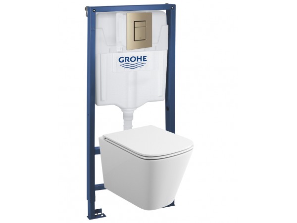 39302EN1 Инсталляция Grohe 38772EN0 в комплекте с унитазом безободковым (кнопка никель матовый)
