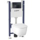Инсталляция Geberit Delta 458.124.16.1 в комплекте с унитазом безободковым Geberit iCon 500.784.01.1 черная кнопка (не оставляет отпечатков пальцев)