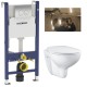 Инсталляция Geberit Delta 458.124.GL.1 в комплекте с унитазом безободковым Bau Ceramic 39351000 (золотая кнопка)