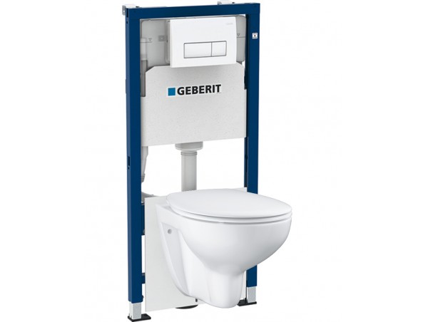 Инсталляция Geberit Delta 458.128.21.1 в комплекте с унитазом безободковым Bau Ceramic 39351000
