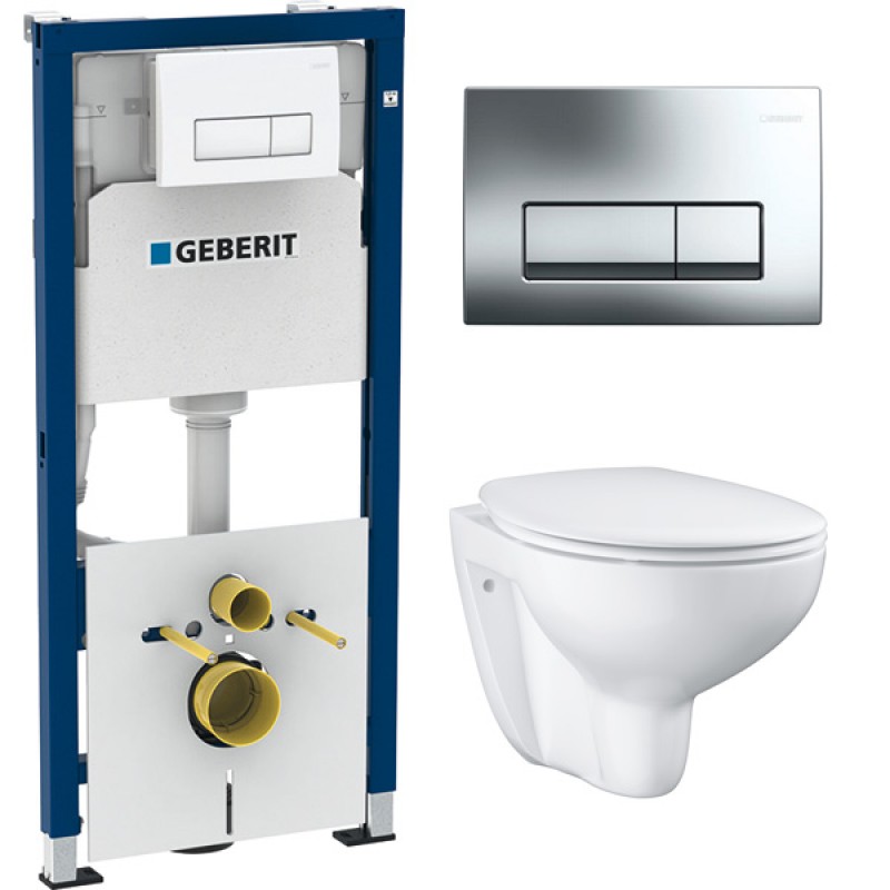 Инсталляция Geberit Delta 458.128.21.1 в комплекте с унитазом безободковым Bau Ceramic 39351000 Инсталляция Geberit Delta 458.128.21.1 в комплекте с унитазом безободковым Bau Ceramic 39351000