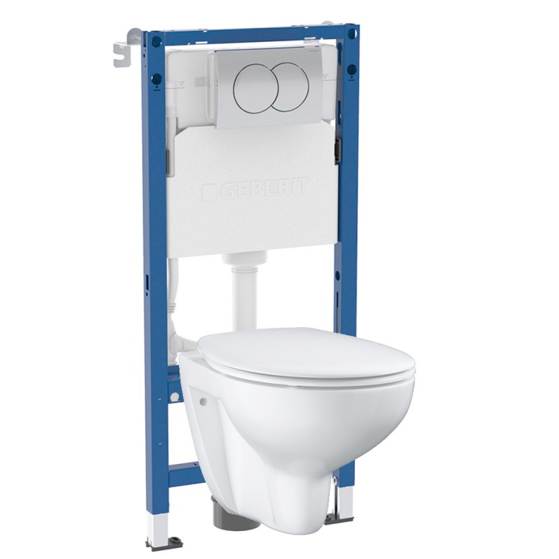 Инсталляция Geberit Delta 458.149.21.1 в комплекте с унитазом безободковым Bau Ceramic 39351000
