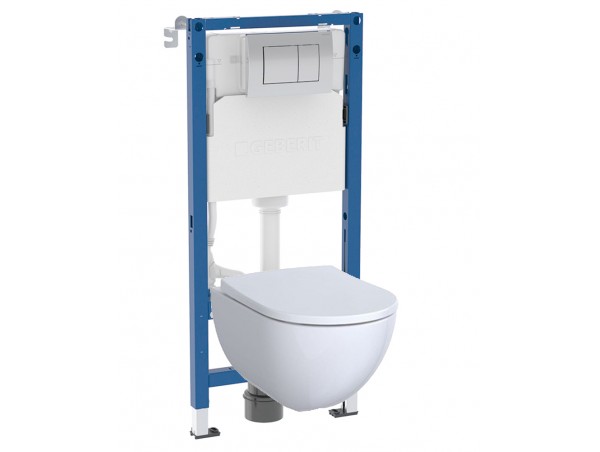 Инсталляция Geberit Delta 458.163.21.1 в комплекте с унитазом безободковым Geberit Acanto 500.600.01.2