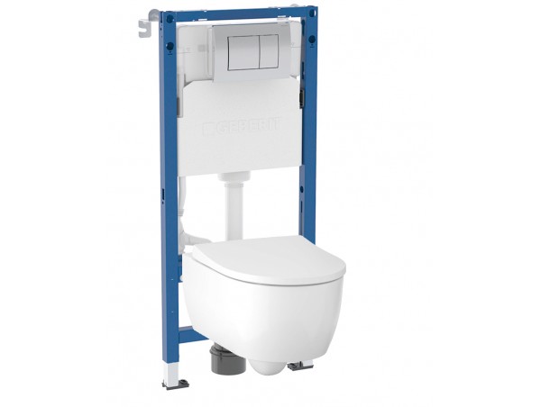 Инсталляция Geberit Delta 458.163.21.1 в комплекте с унитазом безободковым Geberit iCon 500.784.01.1