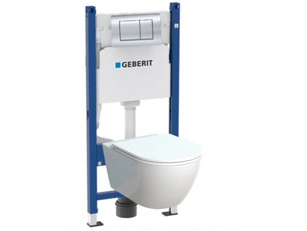 Инсталляция Geberit Delta 458.163.21.1 в комплекте с унитазом безободковым Smartflow Urban SMF812-WH (большой унитаз для больших людей)