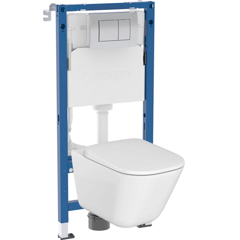 Инсталляция Geberit Delta 458.163.21.2 в комплекте с унитазом безободковым Roca The Gap 34647L000