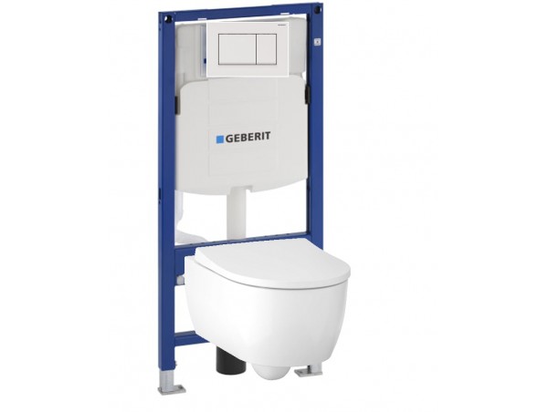 500.300.01.I Инсталляция Geberit Duofix Sigma 12 UP320 111.300.00.5 с кнопкой Sigma 30 в комплекте с унитазом безободковым Geberit iCon 500.784.01.1