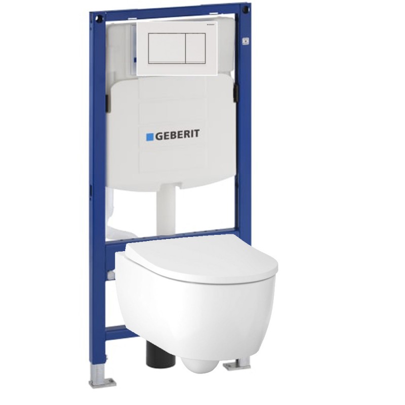 500.300.01.I Инсталляция Geberit Duofix Sigma 12 UP320 111.300.00.5 с кнопкой Sigma 30 в комплекте с унитазом безободковым Geberit iCon 500.784.01.1
