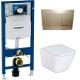 500.300.GN30.G Инсталляция Geberit Duofix Sigma 12 UP320 111.300.00.5 с кнопкой Sigma 30 в комплекте с унитазом безободковым Roca The Gap 34647L000 (золотая матовая кнопка)