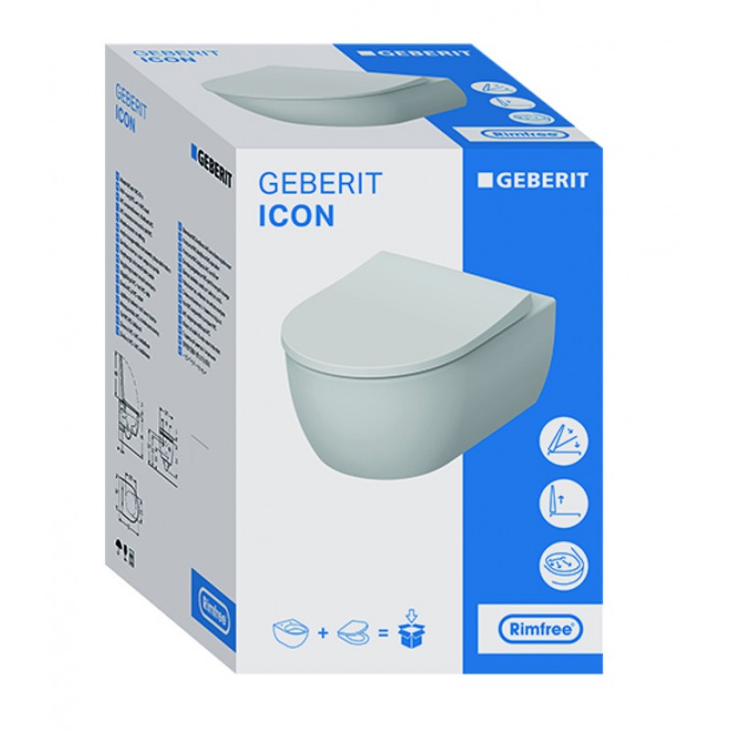 Инсталляция Geberit Delta 458.124.16.1 в комплекте с унитазом безободковым Geberit iCon 500.784.01.1 черная кнопка (не оставляет отпечатков пальцев)