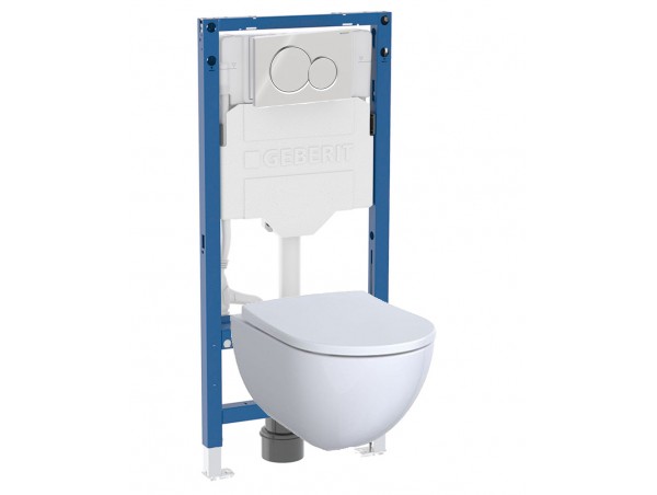 500.950.01.A Комплект инсталляция Geberit Duofix Sigma 12 UP320 111.950.00.6 с кнопкой Sigma01 с унитазом безободковым Acanto 500.600.01.2